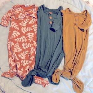 Lot of 3, Knot Gown 0-3 M, Canden Lane and Spearmint